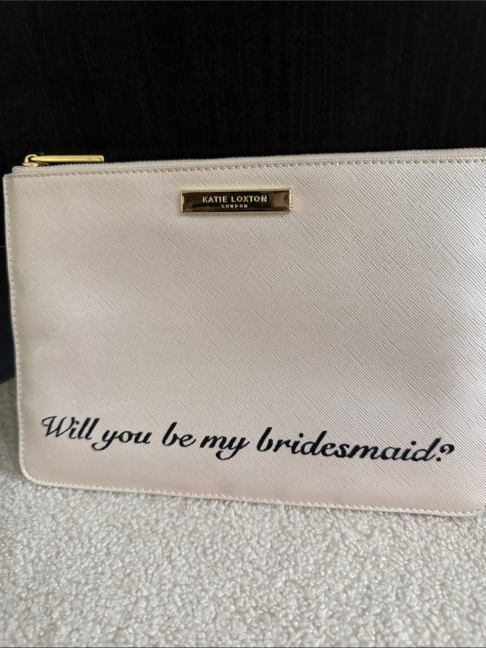 Katie Liston London Champagne Bridesmaid Clutch - 'Will you be my bridesmaid?'